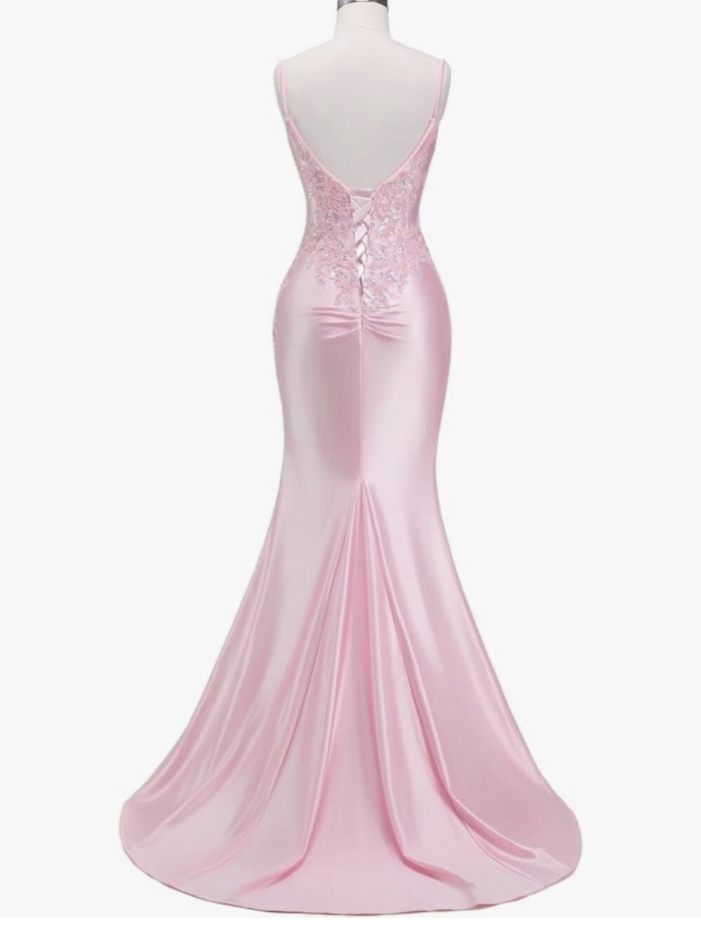 Satin Mermaid Prom Gown in Light Pink